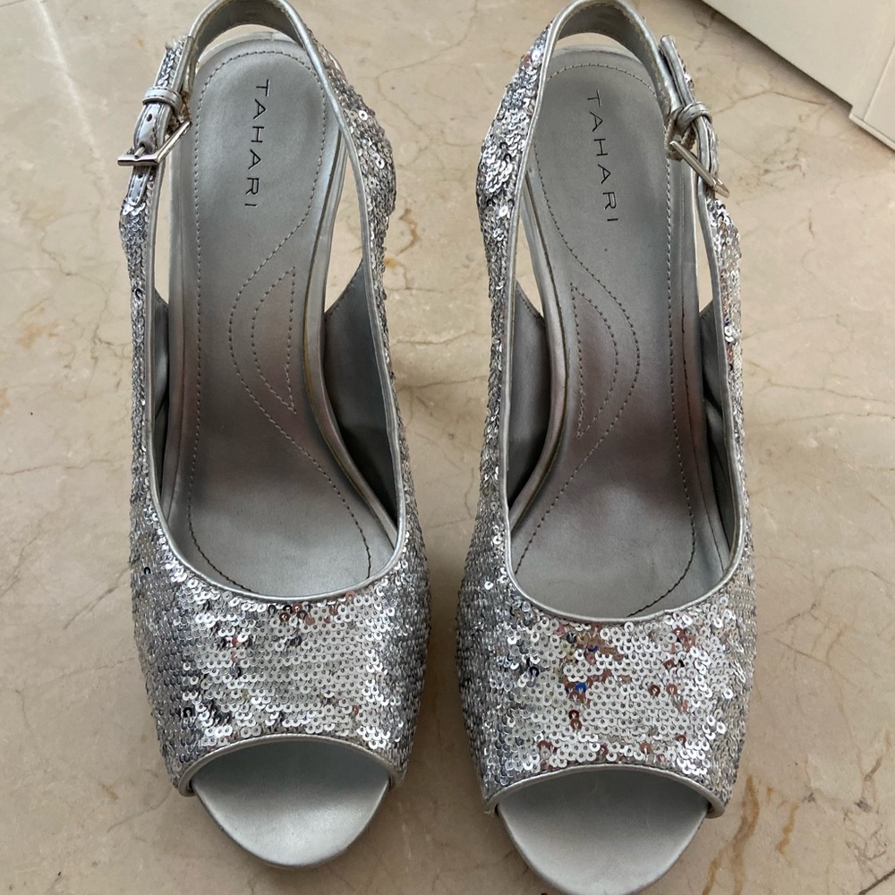 Tahari sequin party heels